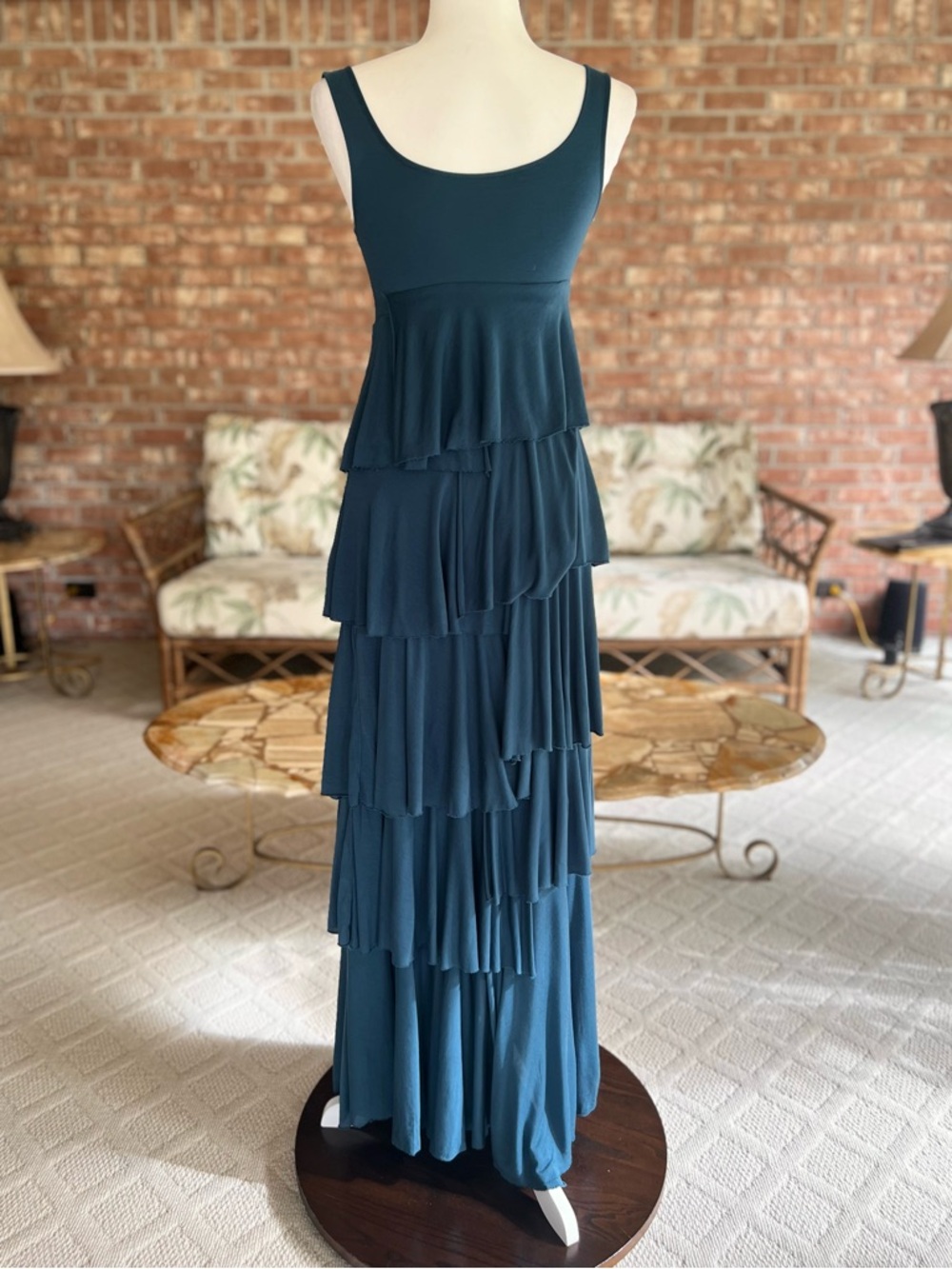 Soft Surroundings Dominique Maxi Dress Blue Layered Tiered Knit Sleeveless XS - Picture 8 of 14